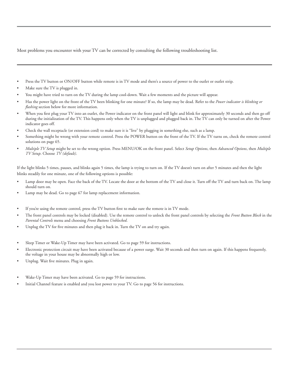 Other information, Troubleshooting, Tv problems | RCA HDLP50 User Manual | Page 65 / 80