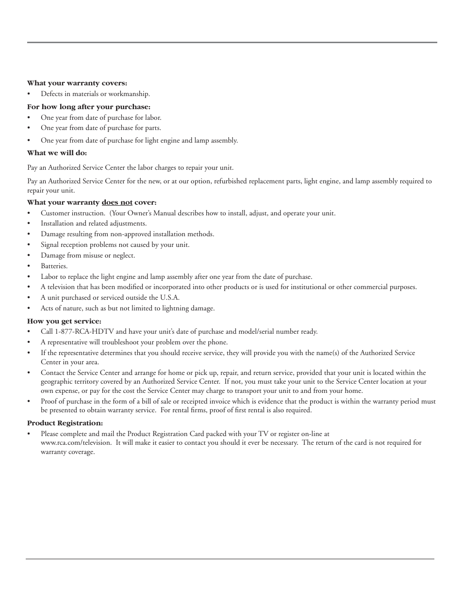 Other information, Limited warranty | RCA HDLP50 User Manual | Page 74 / 80