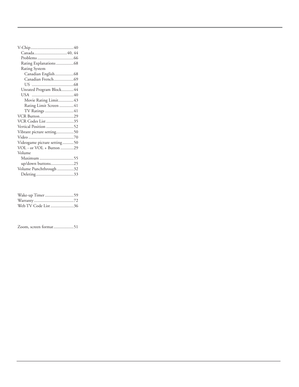 Index | RCA HDLP50 User Manual | Page 78 / 80