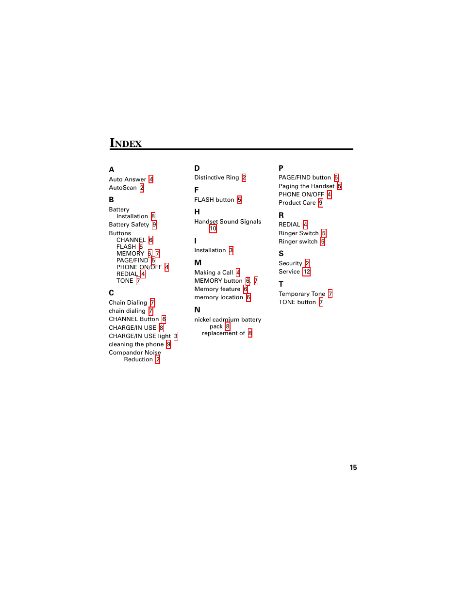 Index, Ndex | RCA 2-9680 User Manual | Page 17 / 18