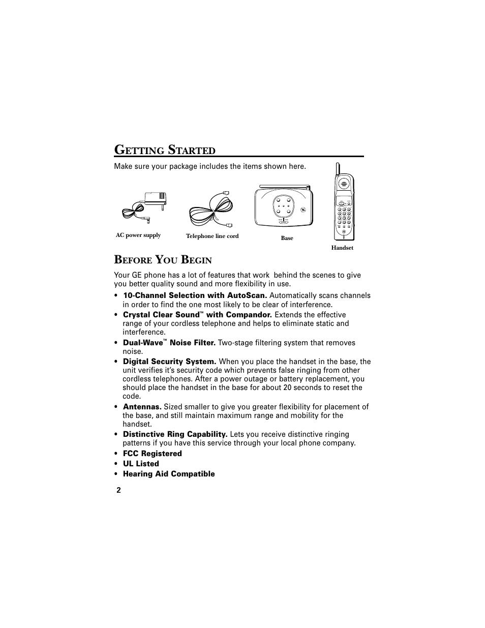 Getting started, Etting, Tarted | Efore, Egin | RCA 2-9680 User Manual | Page 4 / 18