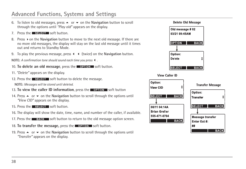 Advanced functions, systems and settings | RCA VISYS H5450 User Manual | Page 38 / 76