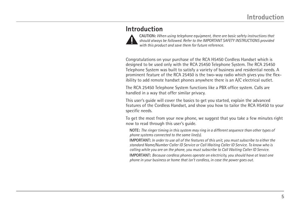 Introduction | RCA VISYS H5450 User Manual | Page 5 / 76