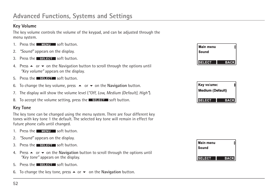 Advanced functions, systems and settings | RCA VISYS H5450 User Manual | Page 52 / 76