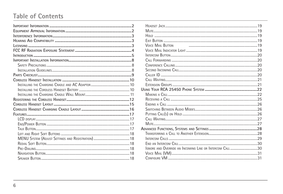 RCA VISYS H5450 User Manual | Page 6 / 76