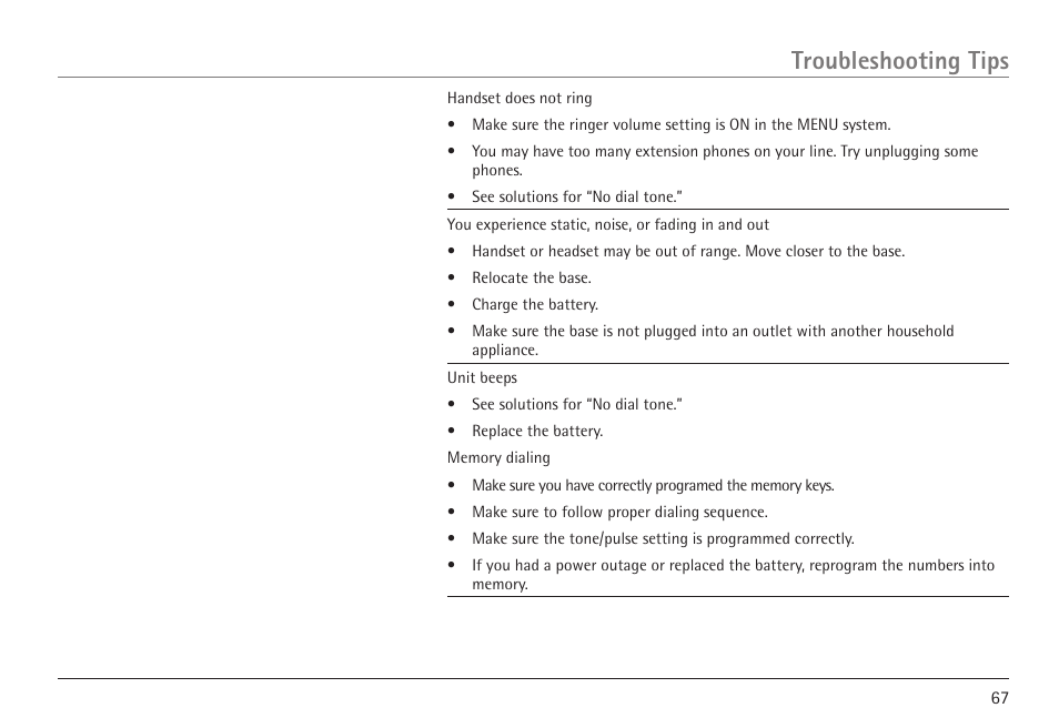 Troubleshooting tips | RCA VISYS H5450 User Manual | Page 67 / 76