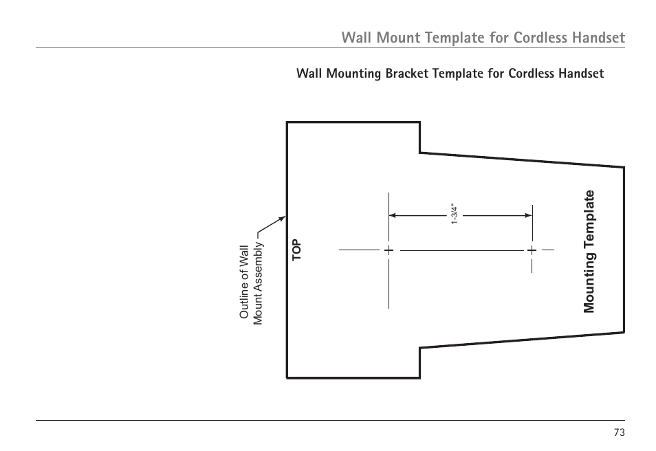Wall mount template for cordless handset | RCA VISYS H5450 User Manual | Page 73 / 76
