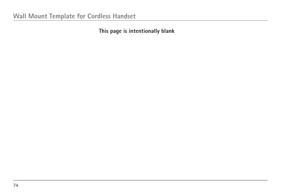 Wall mount template for cordless handset | RCA VISYS H5450 User Manual | Page 74 / 76