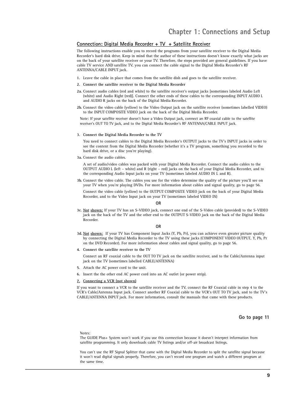 Chapter 1: connections and setup | RCA DRS7000N User Manual | Page 11 / 65