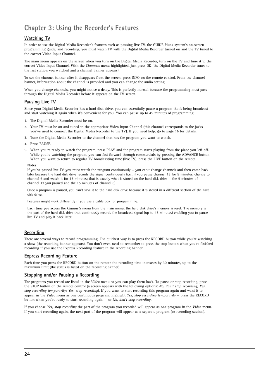 Chapter 3: using the recorder’s features | RCA DRS7000N User Manual | Page 26 / 65