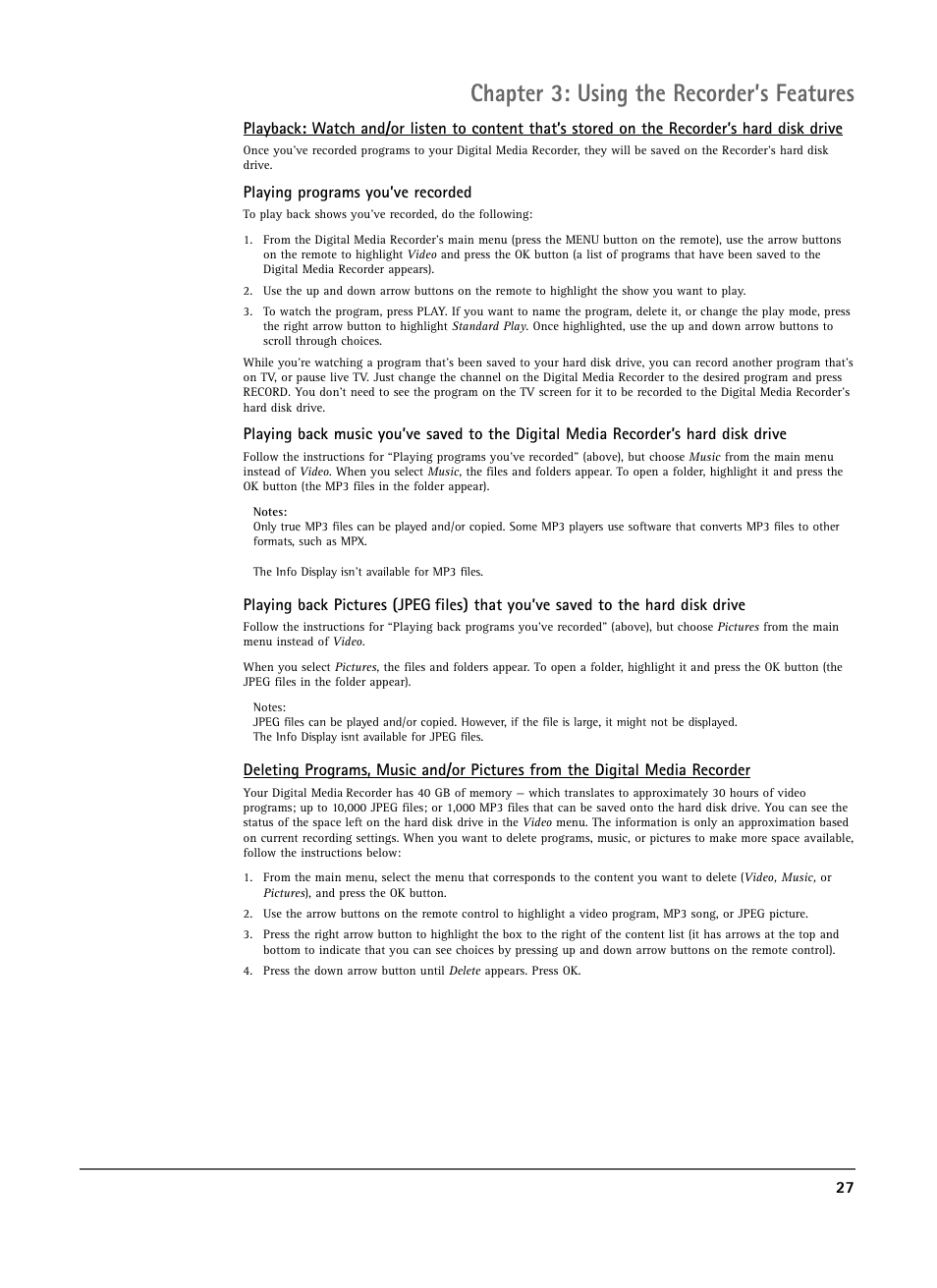 Chapter 3: using the recorder’s features | RCA DRS7000N User Manual | Page 29 / 65