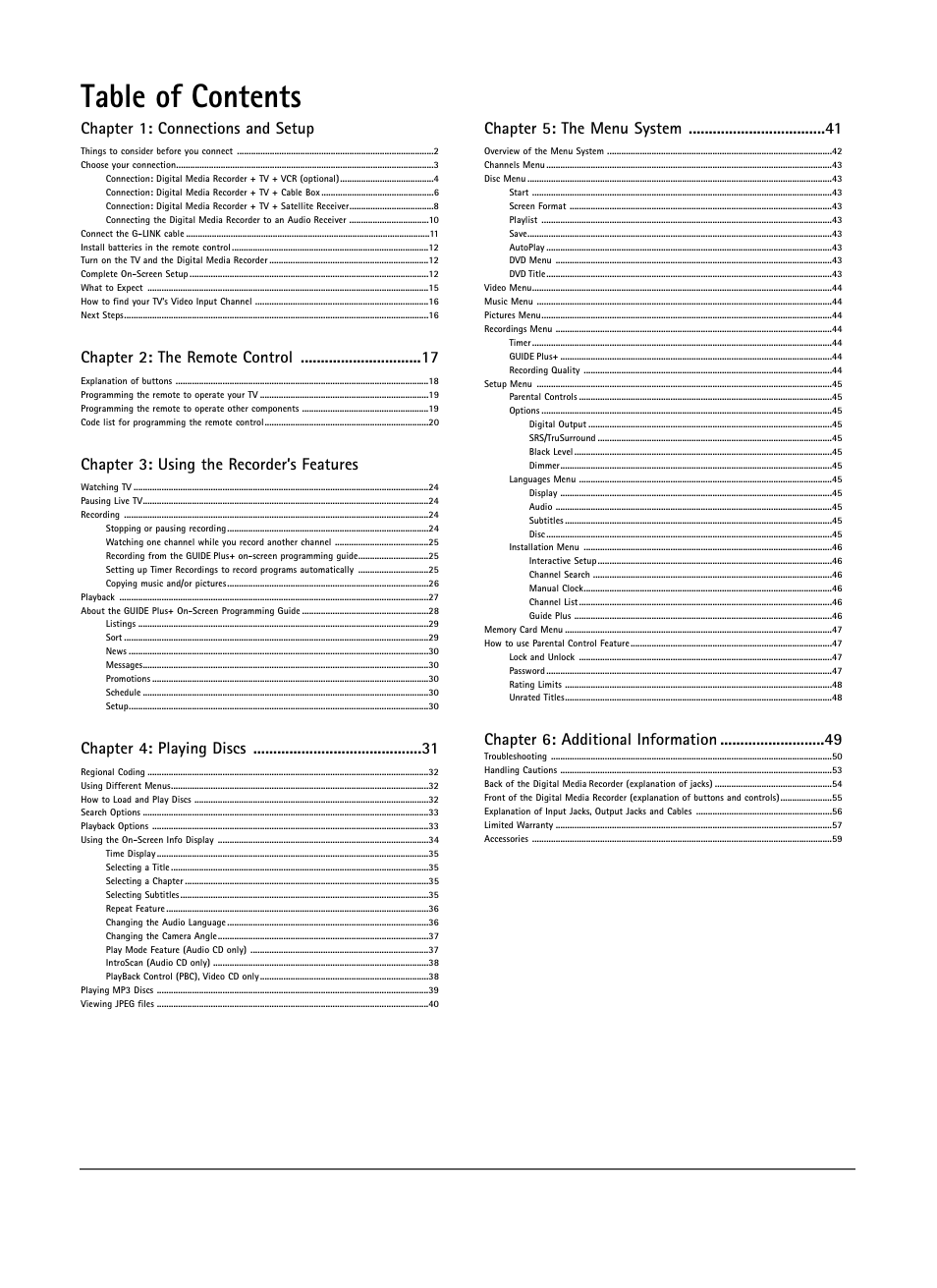 RCA DRS7000N User Manual | Page 3 / 65