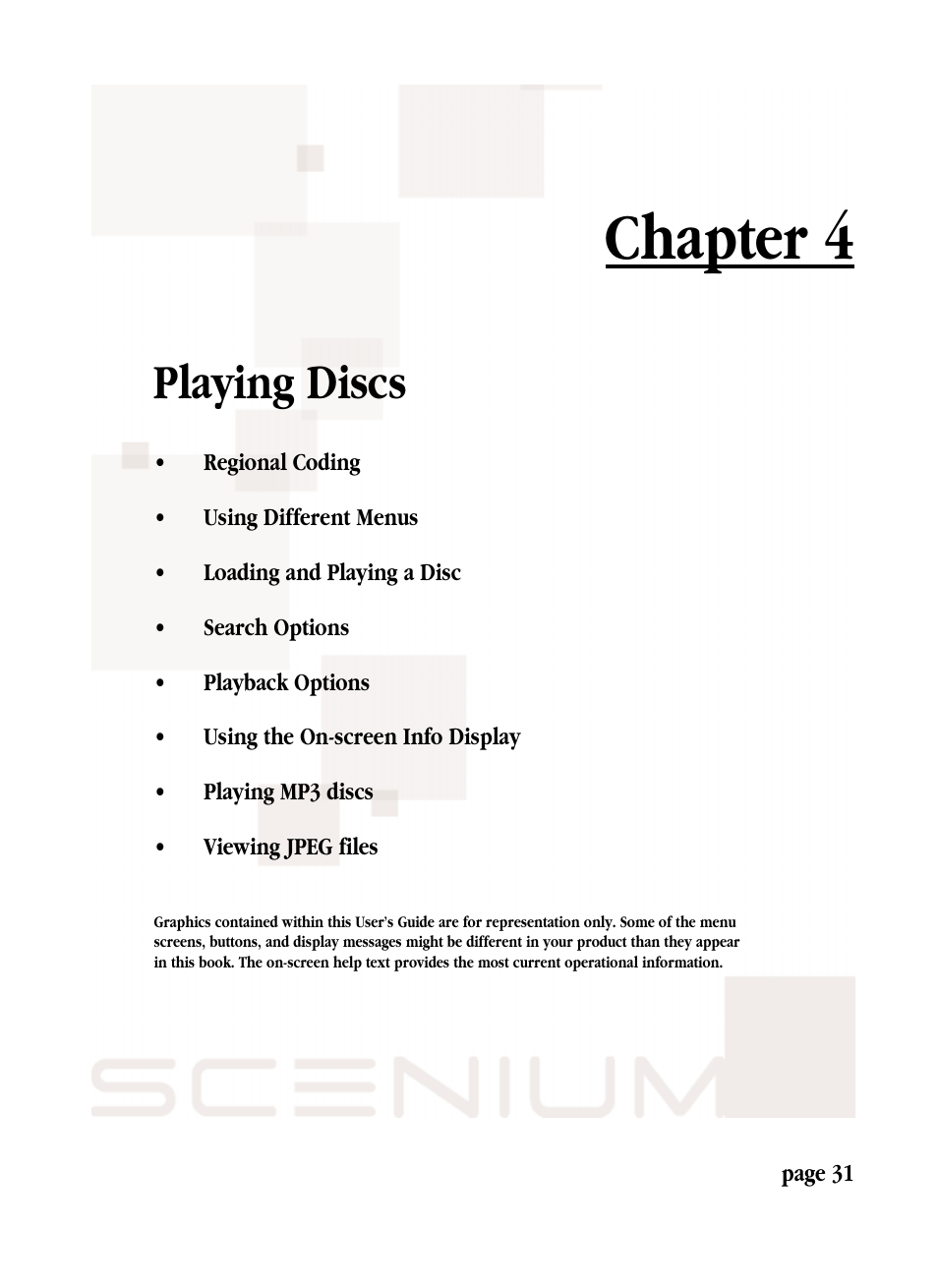 Chapter 4, Playing discs | RCA DRS7000N User Manual | Page 34 / 65