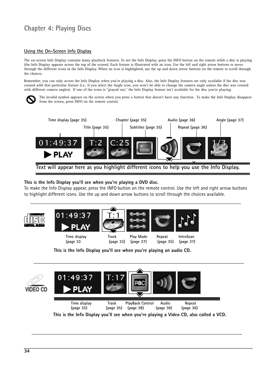 Chapter 4: playing discs | RCA DRS7000N User Manual | Page 37 / 65