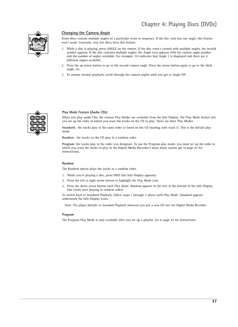 Chapter 4: playing discs (dvds) | RCA DRS7000N User Manual | Page 40 / 65