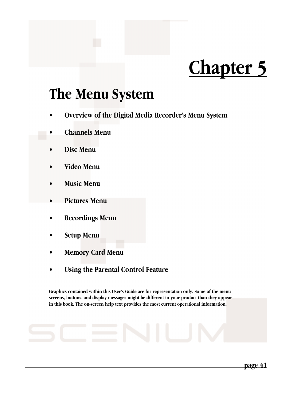 Chapter 5, The menu system | RCA DRS7000N User Manual | Page 44 / 65