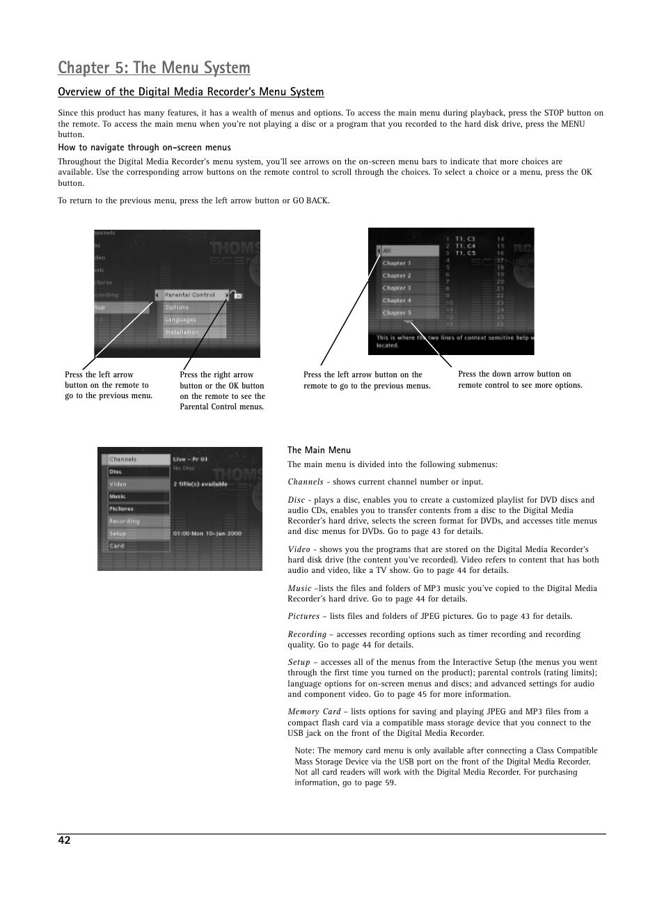 Chapter 5: the menu system | RCA DRS7000N User Manual | Page 45 / 65