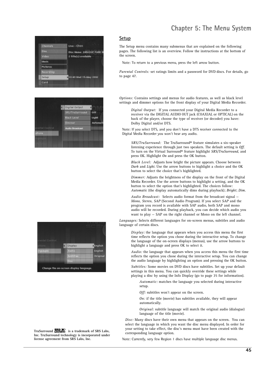 Chapter 5: the menu system | RCA DRS7000N User Manual | Page 48 / 65