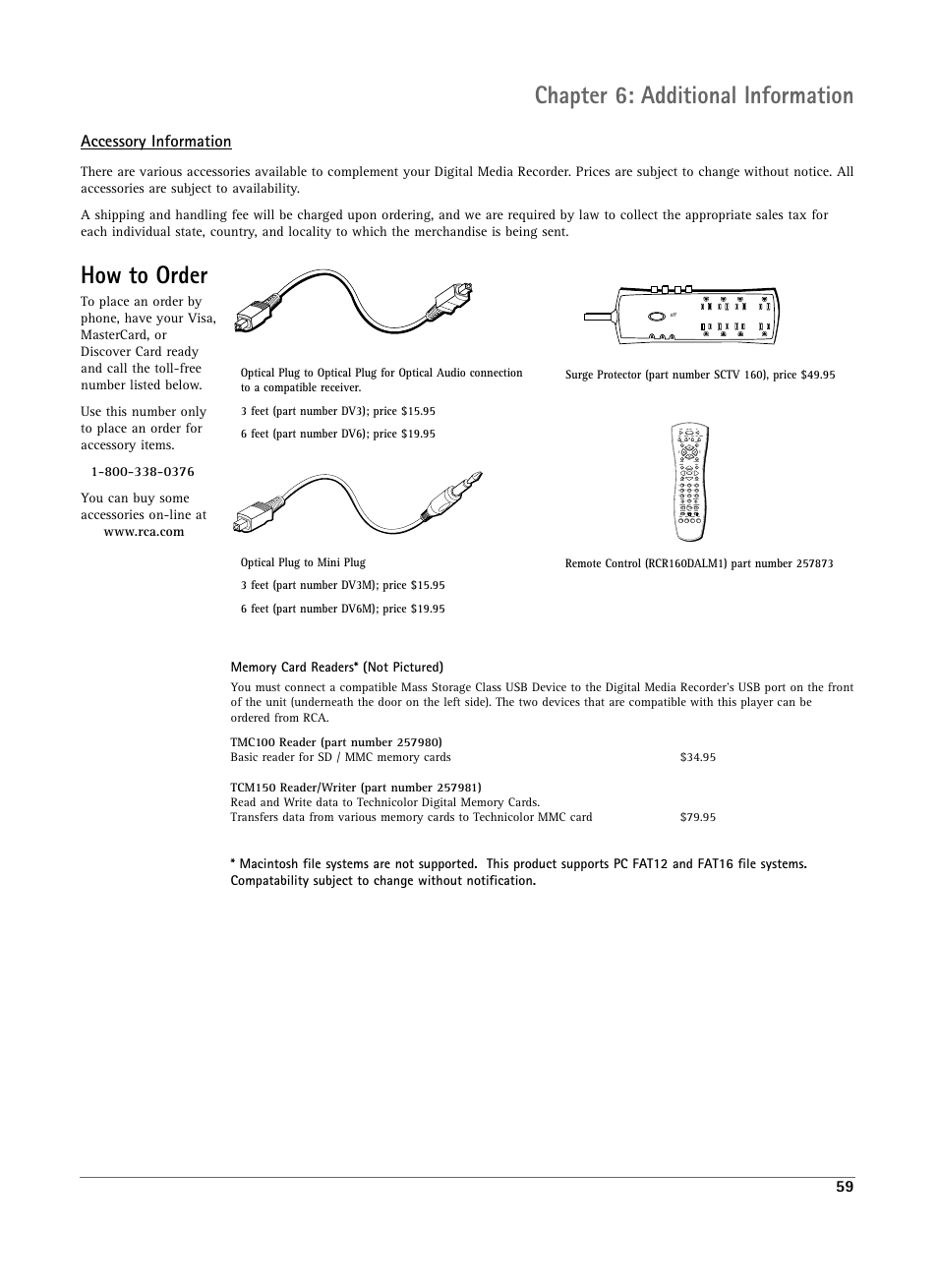 Chapter 6: additional information, How to order | RCA DRS7000N User Manual | Page 62 / 65