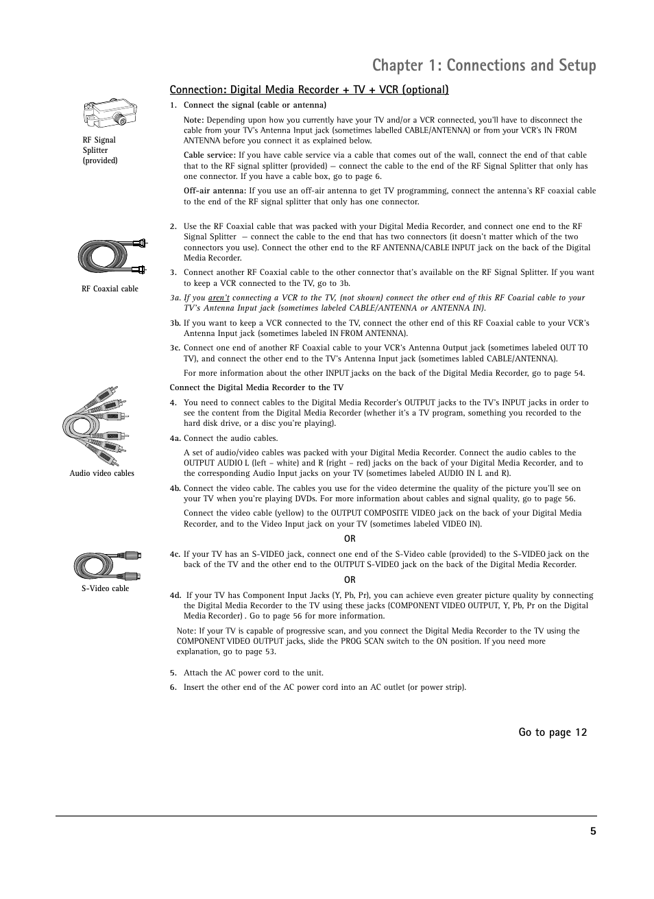 Chapter 1: connections and setup | RCA DRS7000N User Manual | Page 7 / 65