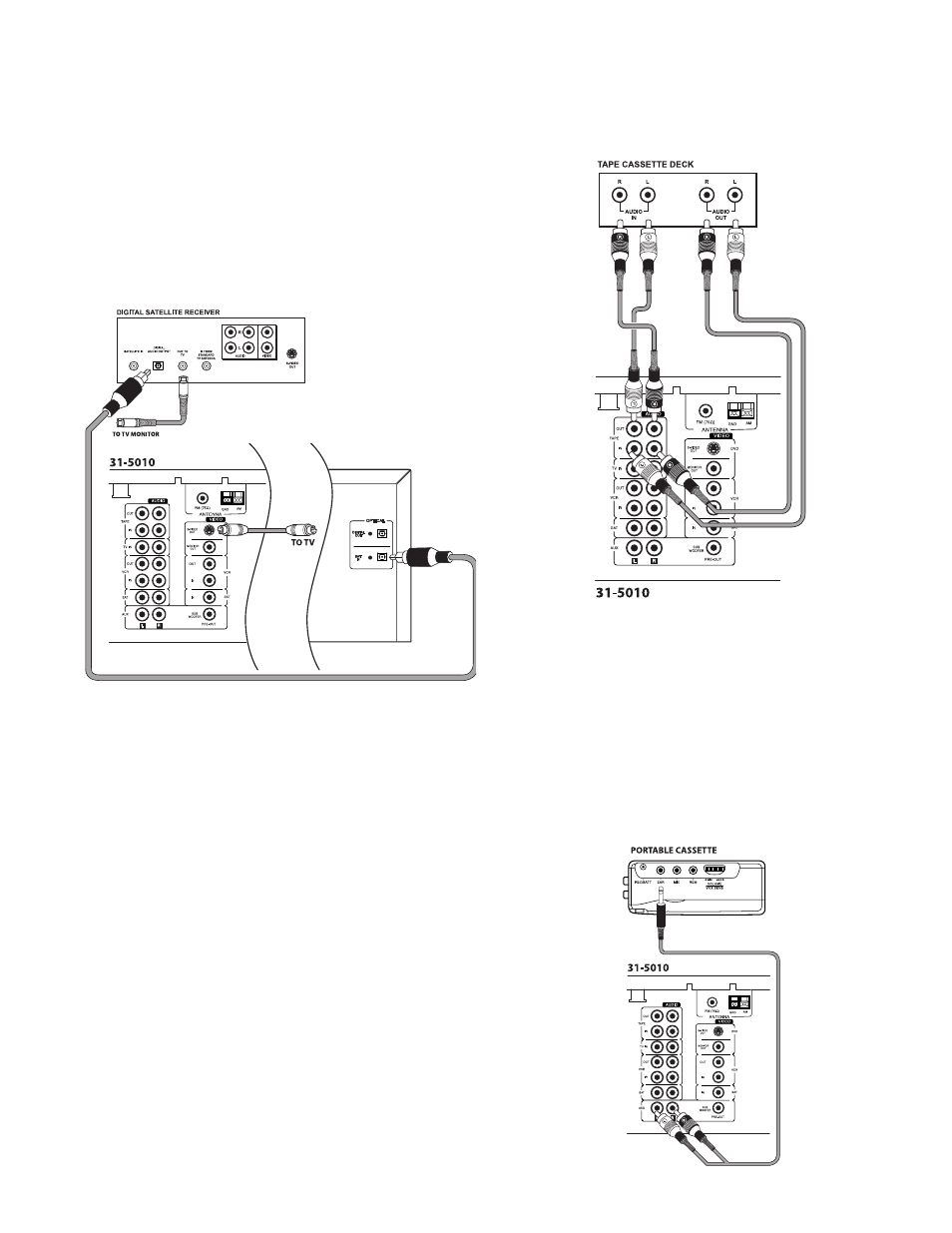 Connecting a digital (optical) audio device, Connecting a cassette deck, Connecting an auxiliary audio device | RCA 600-Watt User Manual | Page 9 / 32