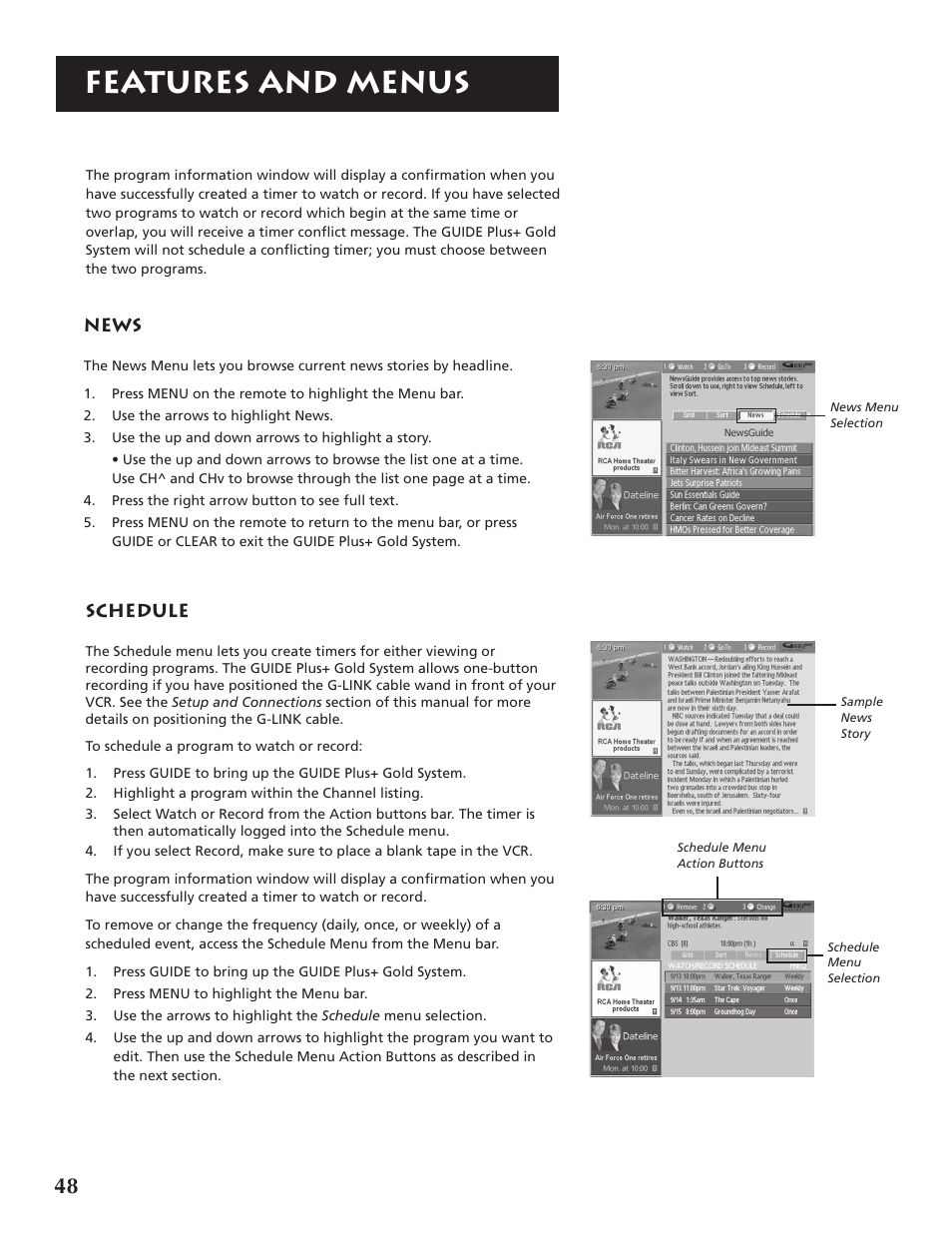 Features and menus | RCA F32691 User Manual | Page 50 / 64