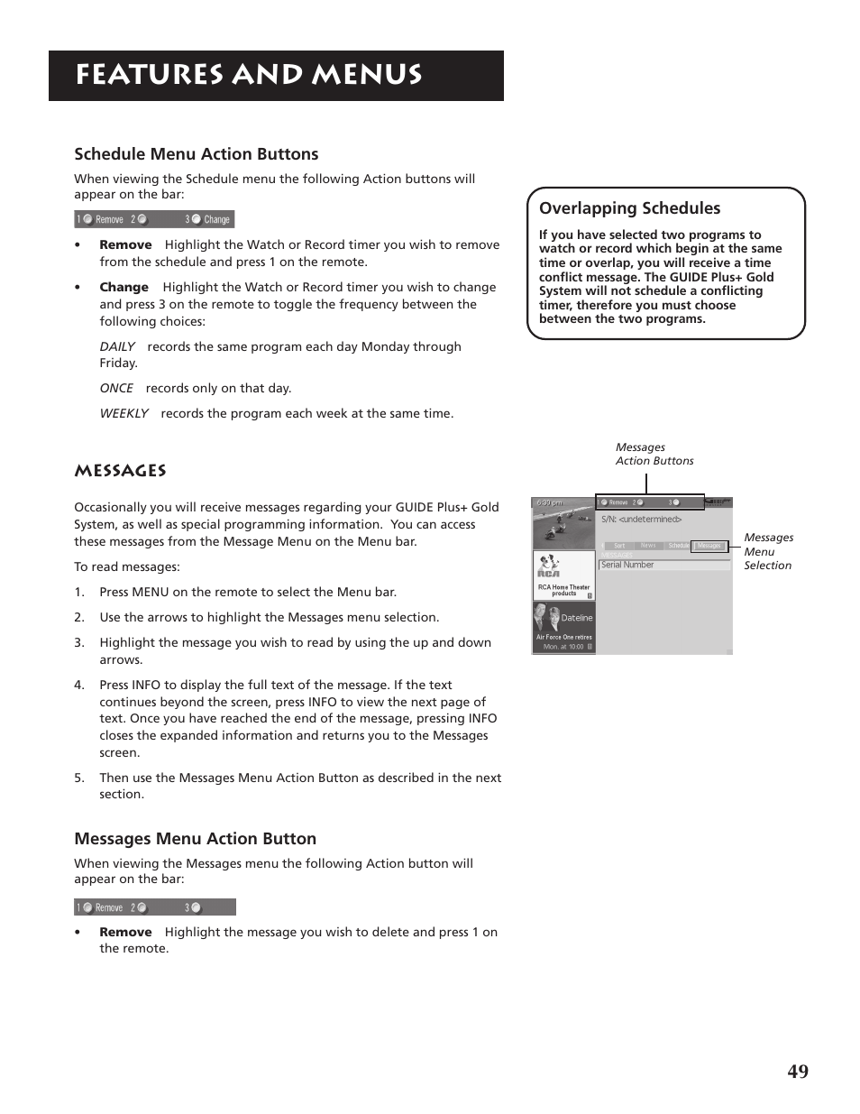 Features and menus | RCA F32691 User Manual | Page 51 / 64