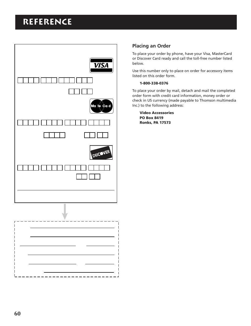 Reference, Placing an order | RCA F32691 User Manual | Page 62 / 64