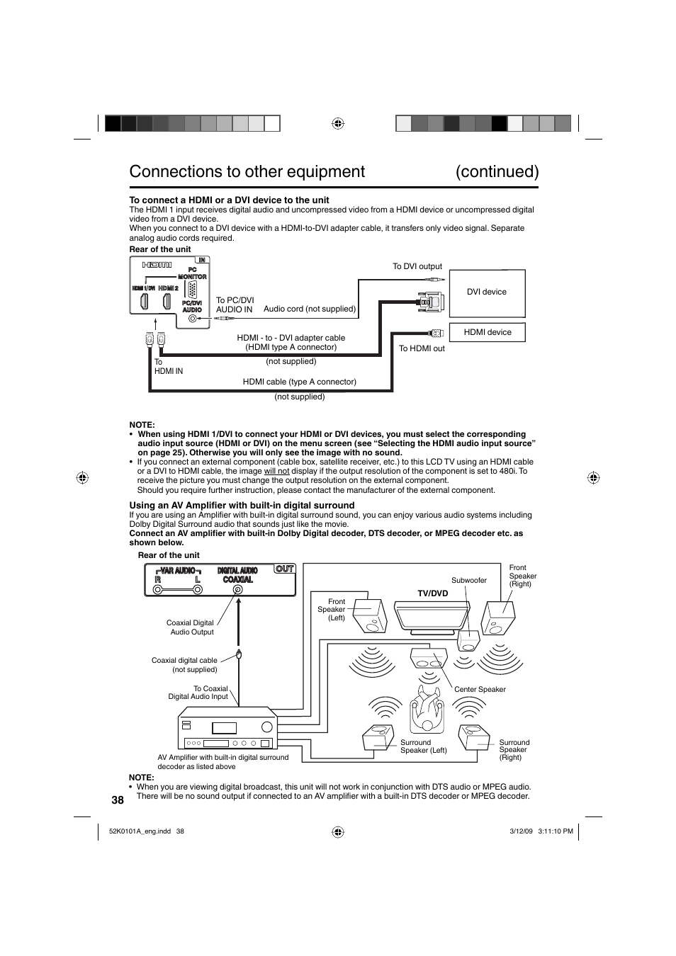Connections to other equipment (continued) | RCA L32HD35D User Manual | Page 38 / 48