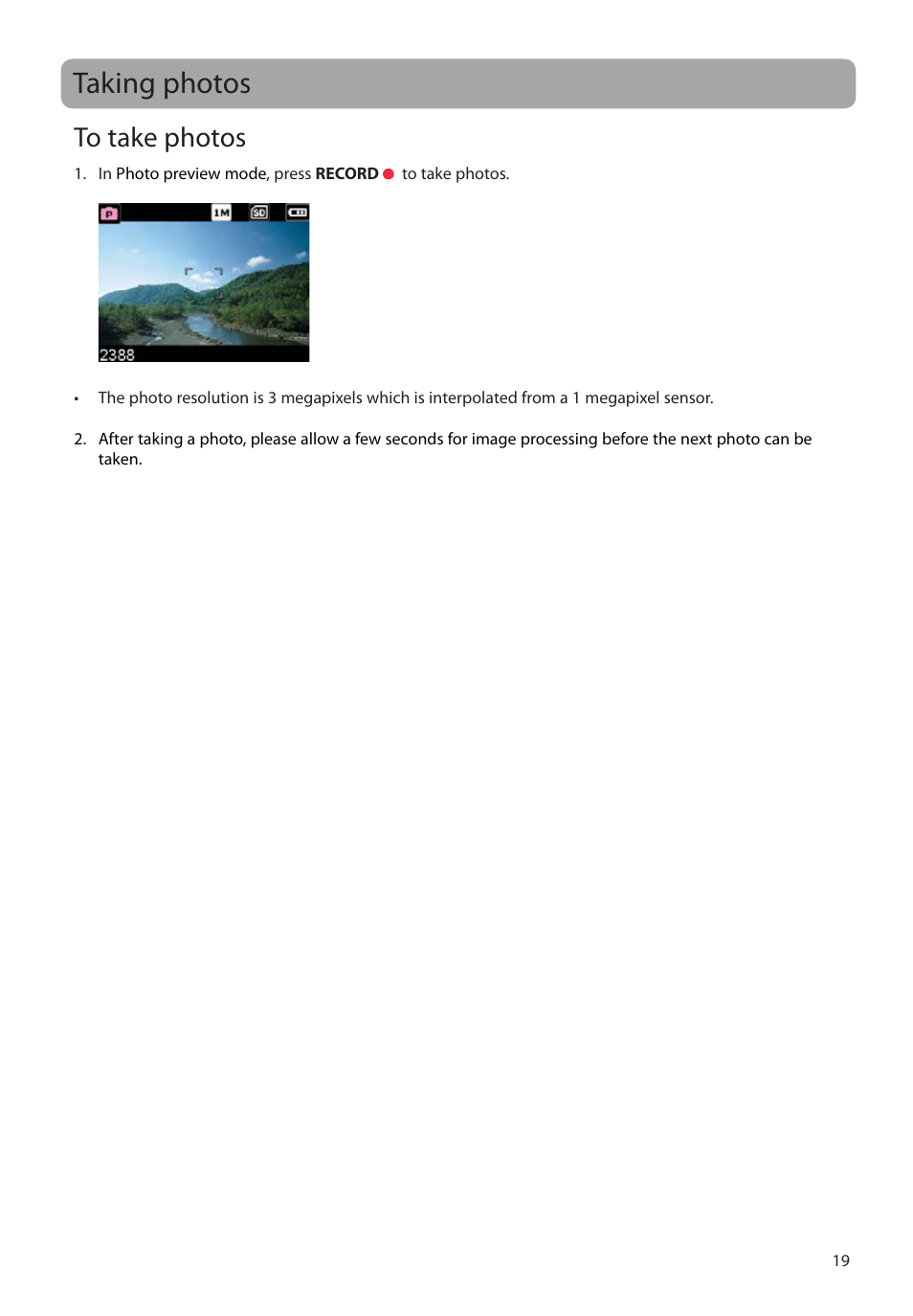 Taking photos, To take photos | RCA EZ2050 User Manual | Page 20 / 34