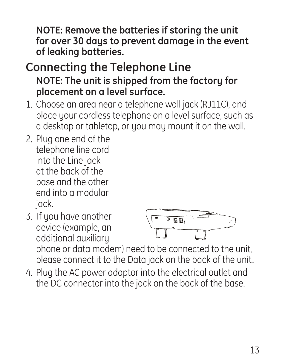 Connecting the telephone line | RCA 29578 User Manual | Page 13 / 72