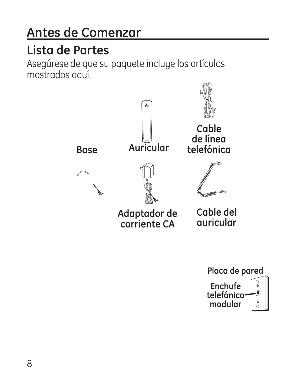 Antes de comenzar, Lista de partes | RCA 29578 User Manual | Page 44 / 72