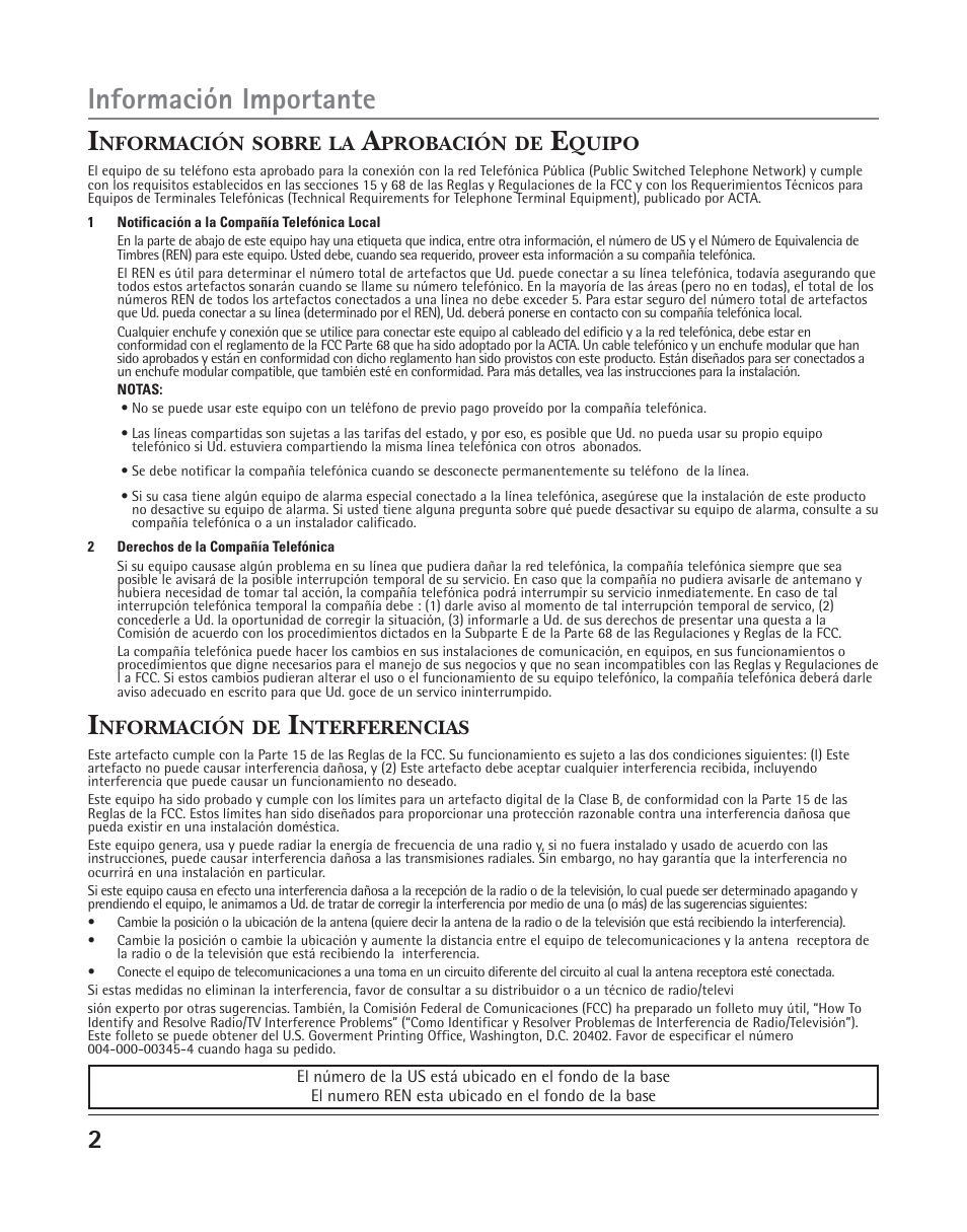Información importante | RCA 25202 User Manual | Page 40 / 76