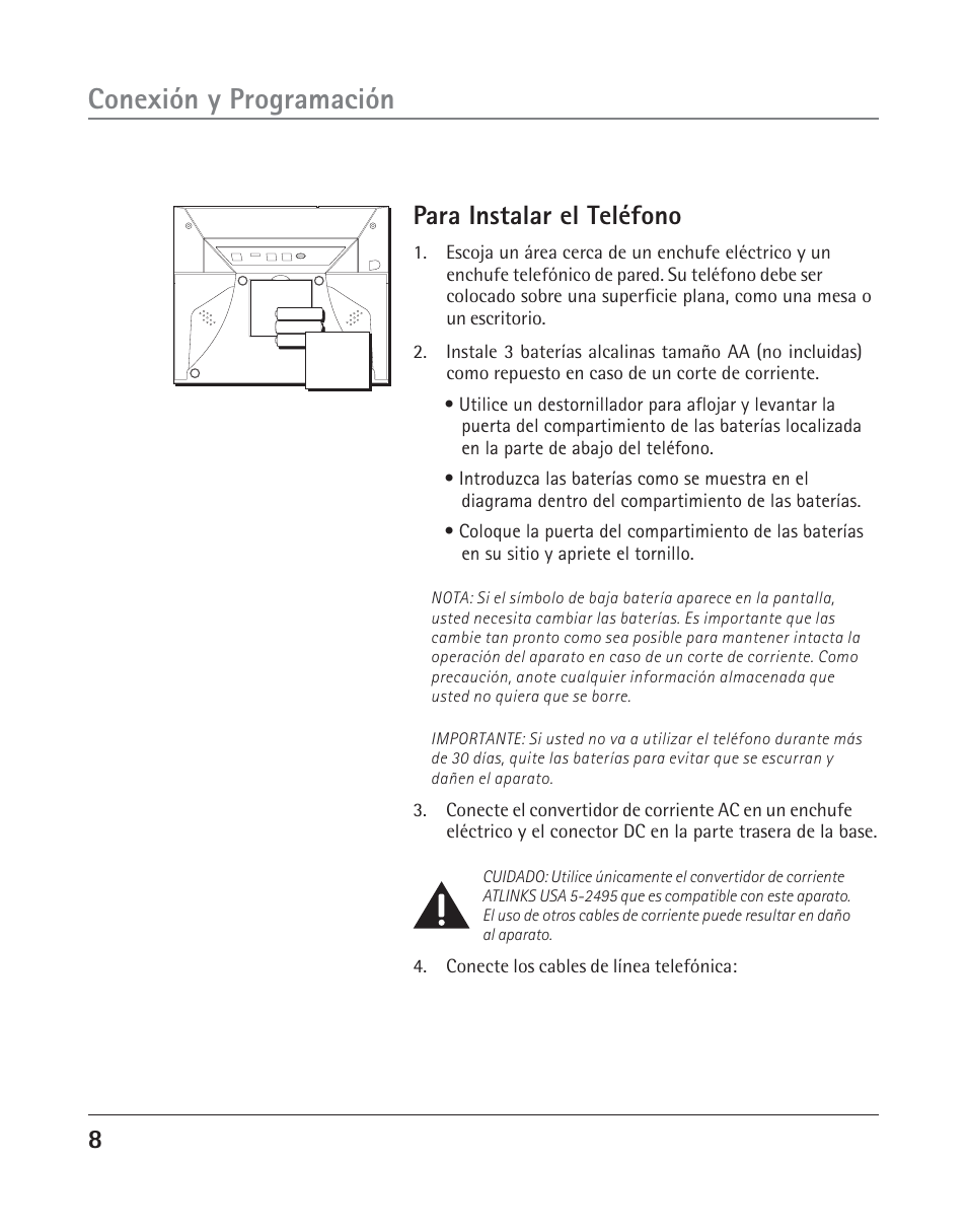 Conexión y programación, Para instalar el teléfono | RCA 25202 User Manual | Page 46 / 76