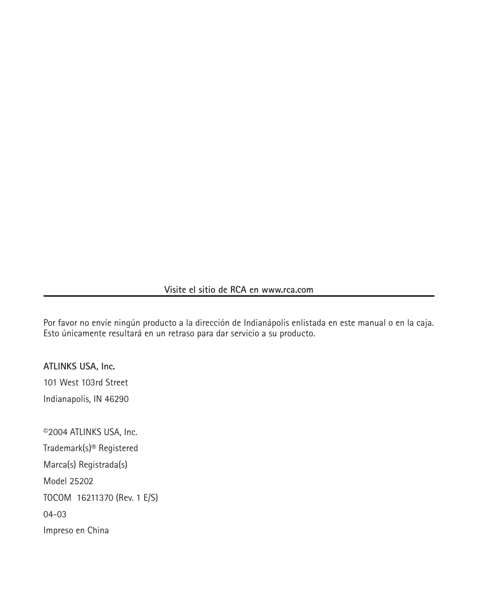 RCA 25202 User Manual | Page 76 / 76
