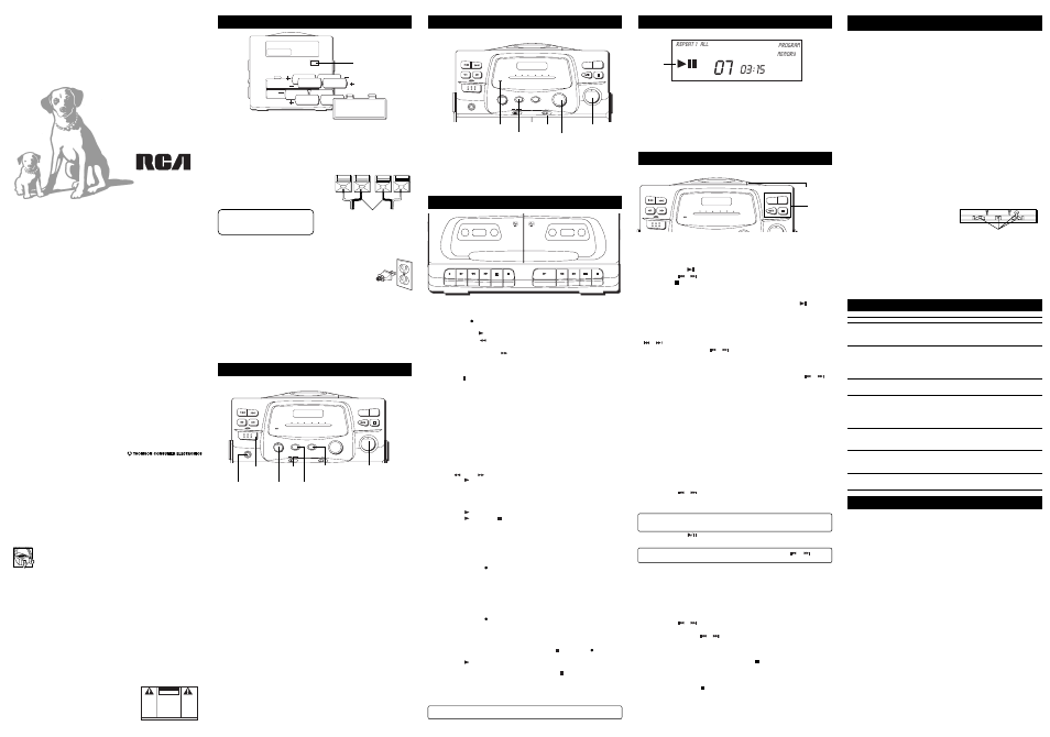 Lector portátil para dc, Tape, Rp-7953 | Cuidado y mantenimiento | RCA RP-7953 User Manual | Page 2 / 2