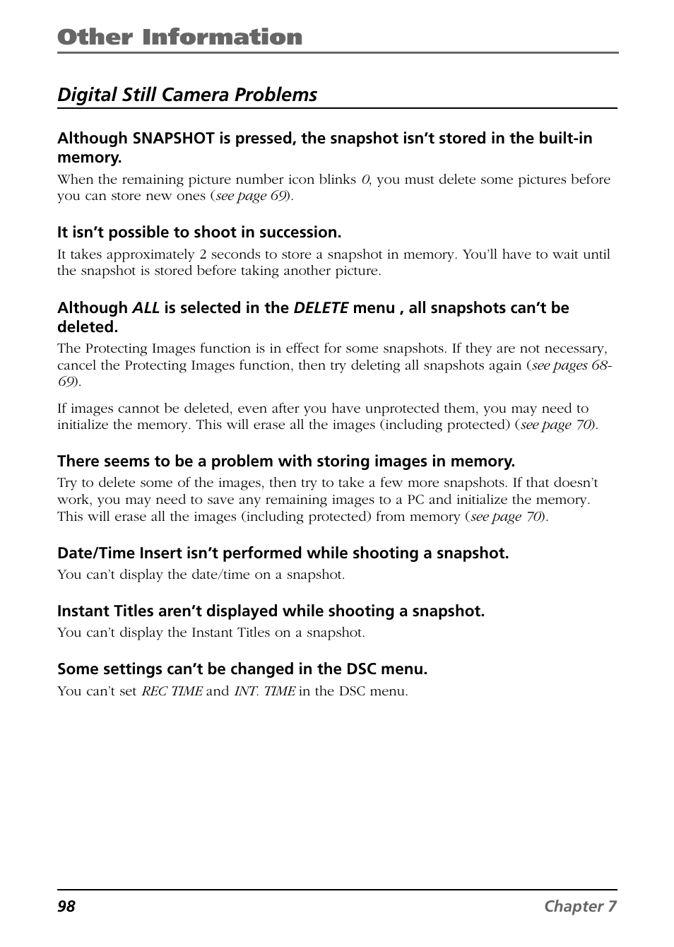 Other information, Digital still camera problems | RCA CC6394 User Manual | Page 100 / 128