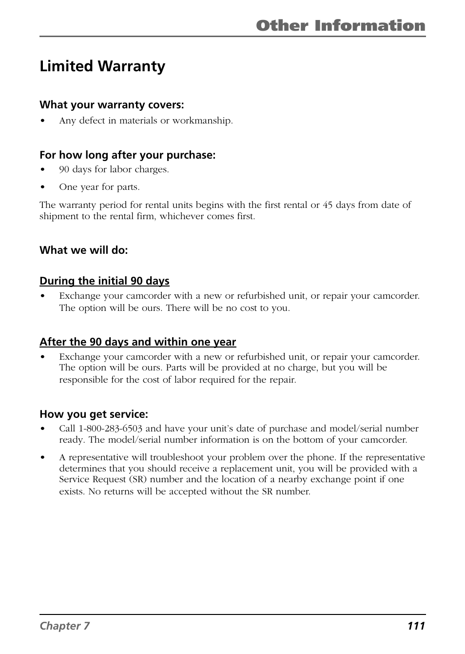 Limited warranty, Other information | RCA CC6394 User Manual | Page 113 / 128