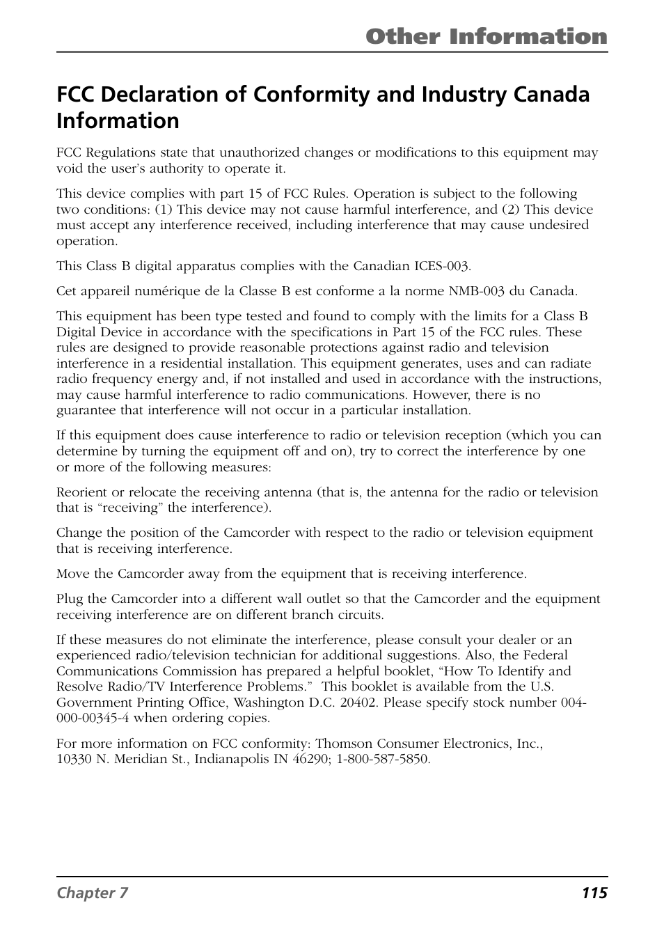 Other information | RCA CC6394 User Manual | Page 117 / 128