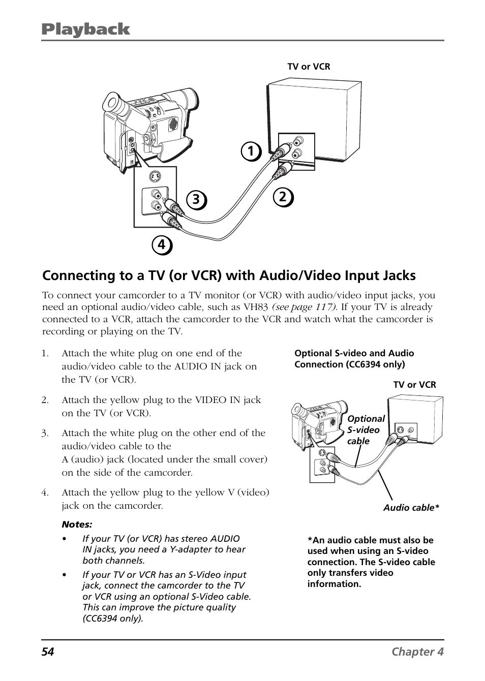 Playback, 54 chapter 4 | RCA CC6394 User Manual | Page 56 / 128