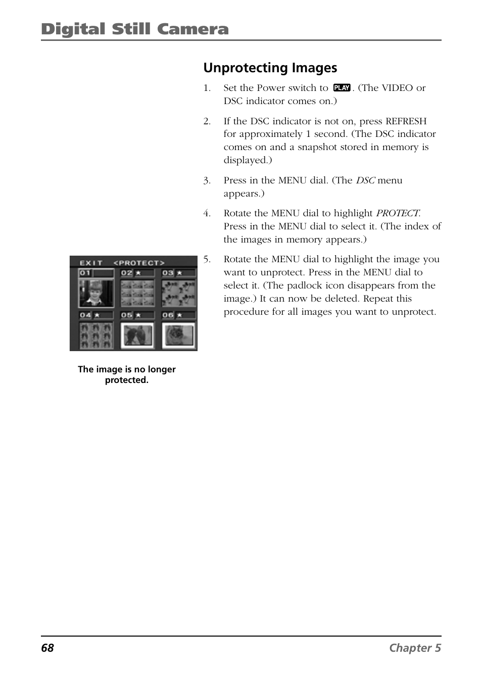 Unprotecting images, Digital still camera | RCA CC6394 User Manual | Page 70 / 128