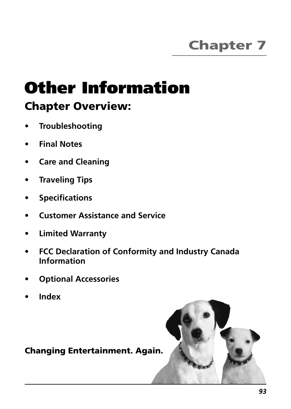 Chapter 7: other information, Other information, Chapter 7 | Chapter overview | RCA CC6394 User Manual | Page 95 / 128