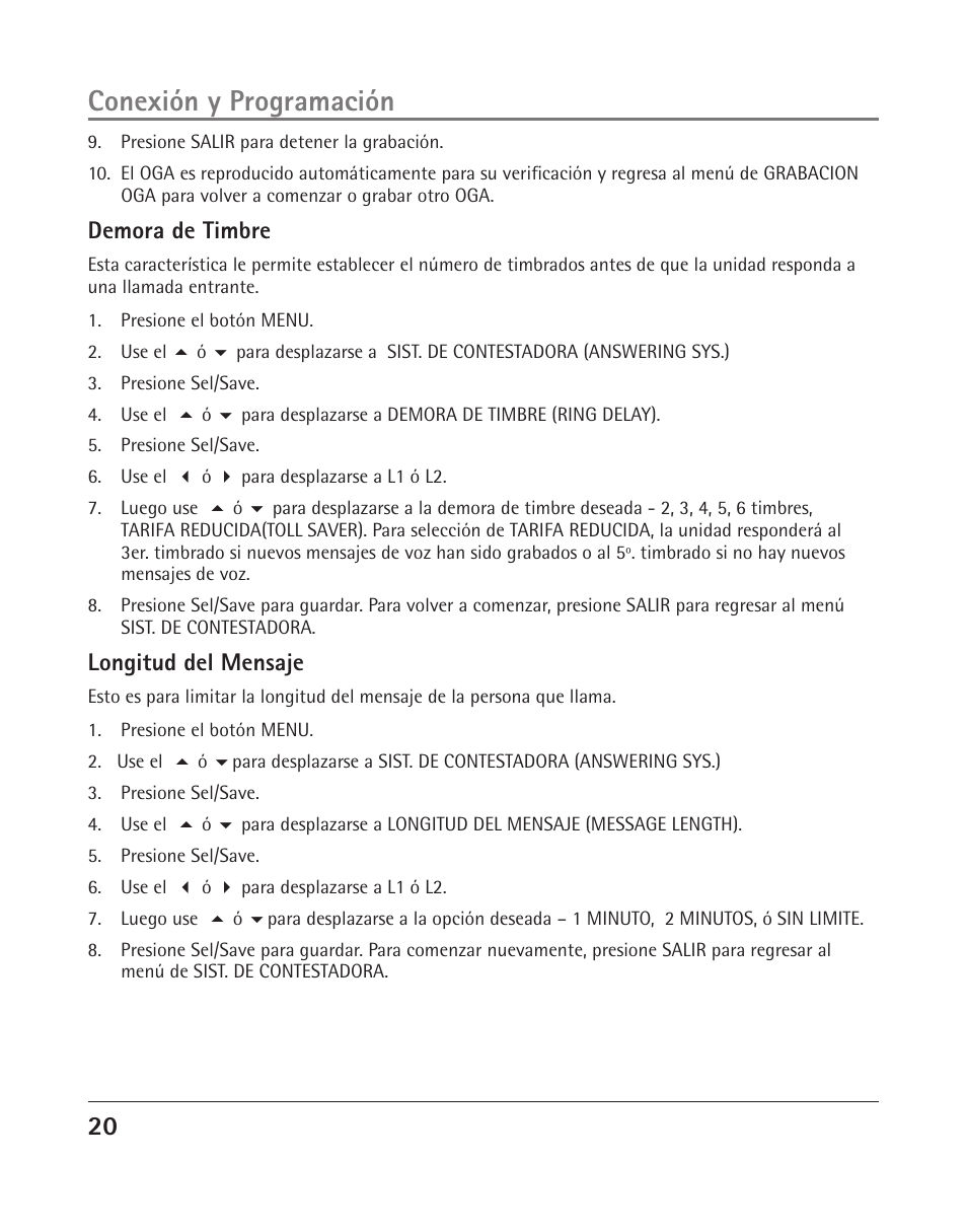 Conexión y programación | RCA 25205 User Manual | Page 21 / 96