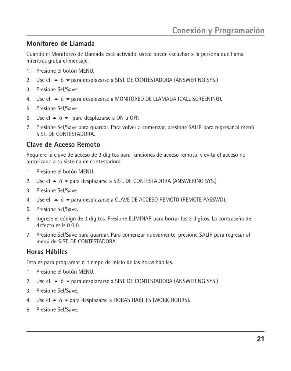 Conexión y programación | RCA 25205 User Manual | Page 22 / 96