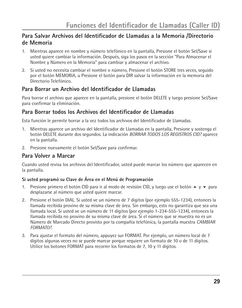 Para volver a marcar | RCA 25205 User Manual | Page 30 / 96