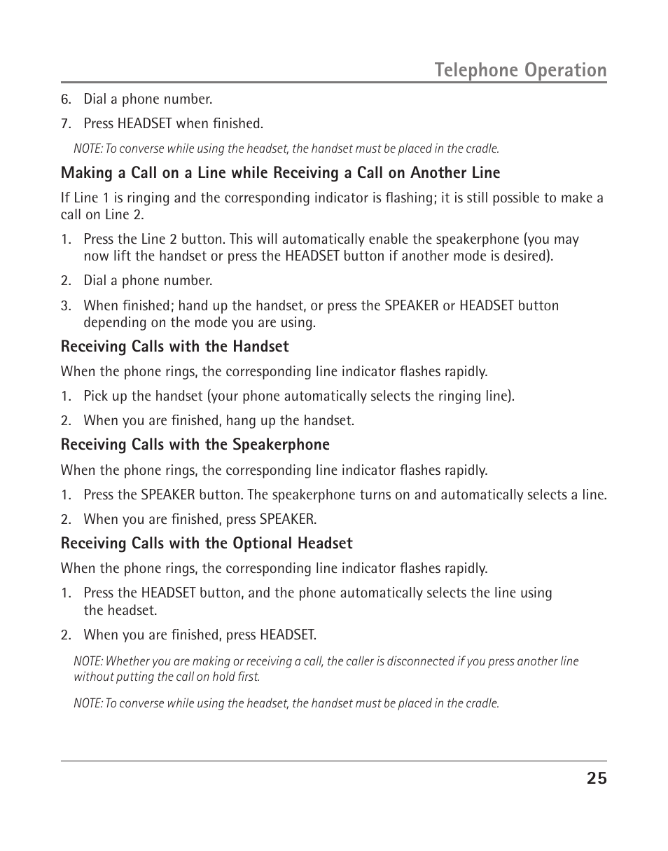 Telephone operation | RCA 25205 User Manual | Page 73 / 96