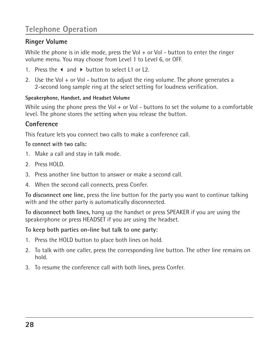 Telephone operation | RCA 25205 User Manual | Page 76 / 96