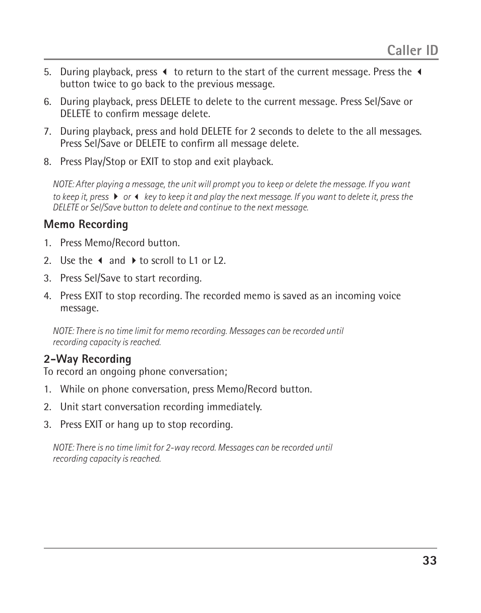 Caller id | RCA 25205 User Manual | Page 81 / 96