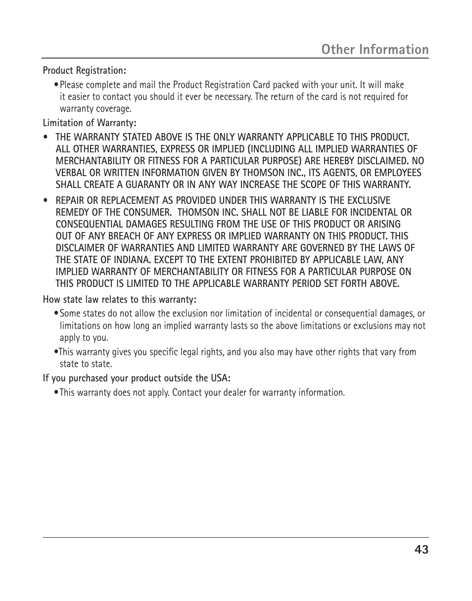 Other information | RCA 25205 User Manual | Page 91 / 96