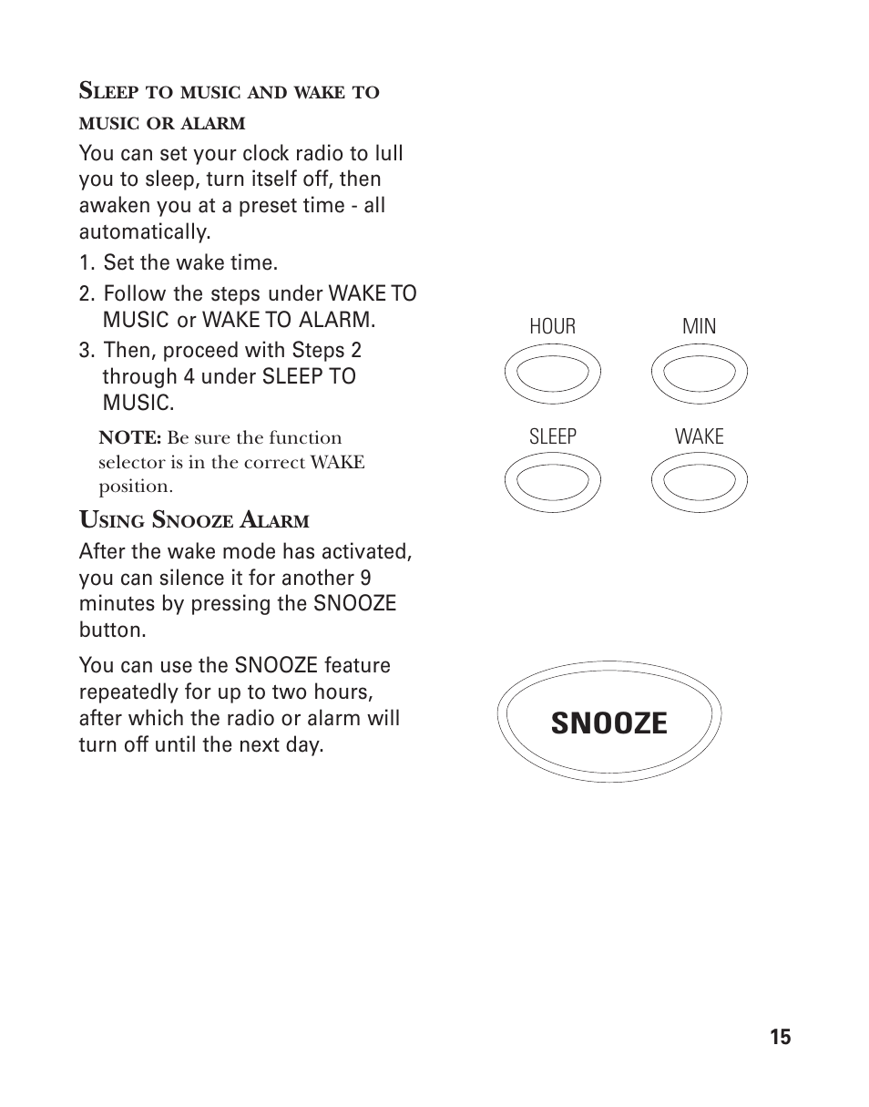 Snooze | RCA 2-9291 User Manual | Page 15 / 20